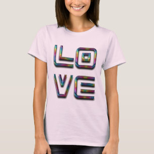 Liebe Typografie Farbenfrohe Regenbogenworte T-Shirt