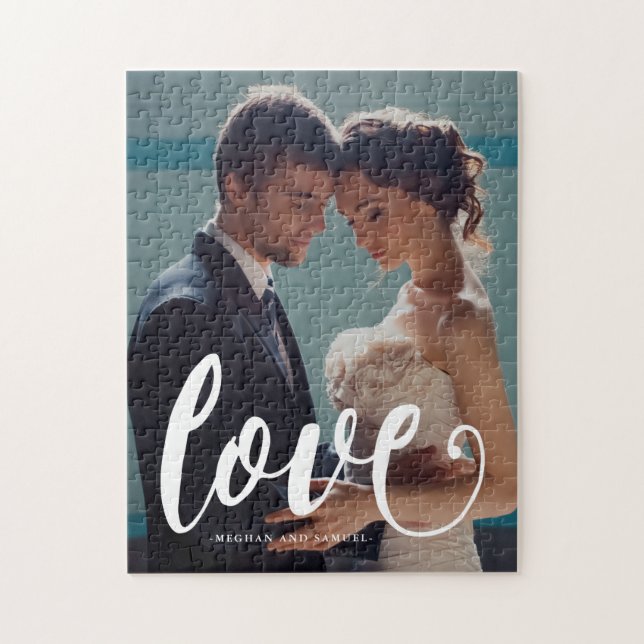 Liebe Typografie Foto und Namen Puzzle (Vertikal)
