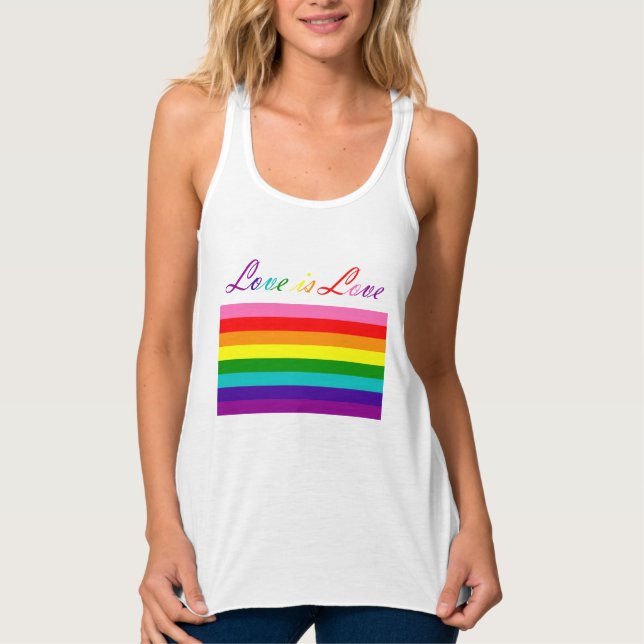 Liebe Typografie Gay Pride LGBT Rainbow Flag Tank Top (Vorderseite)