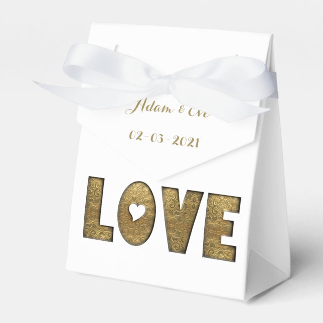 Liebe Typografie Gold Elegante Hochzeit Verlobung Geschenkschachtel (Vorderseite)