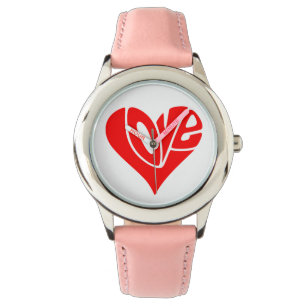 Liebe Typografie in Herzform Armbanduhr