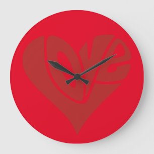 Liebe Typografie in Herzform Große Wanduhr