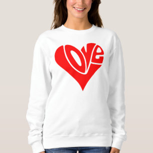 Liebe Typografie in Herzform Sweatshirt