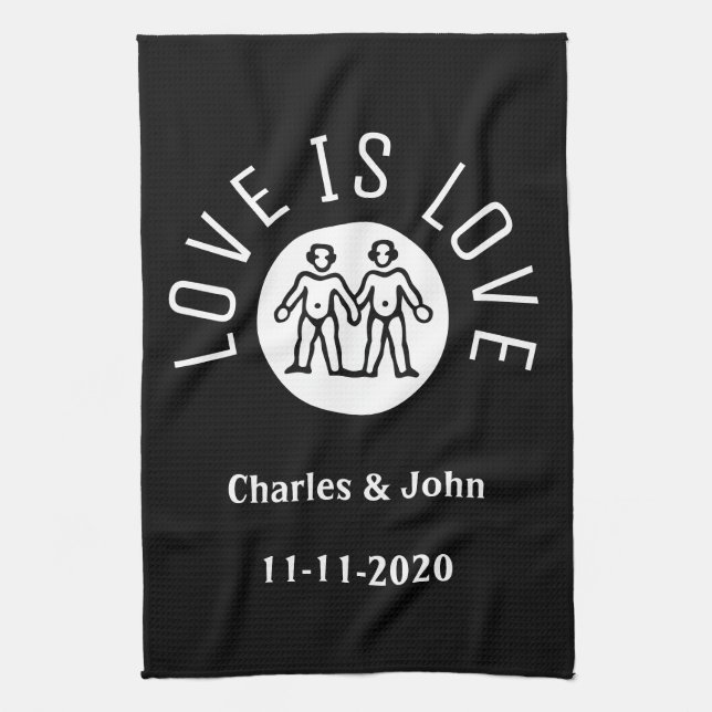 Liebe Typografie Lesbian Gay Pride LGBT Schwarz-we Küchentuch (Vertikal)