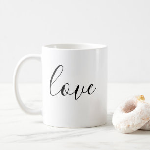 Liebe Typografie Minimalistischer Schwarzer Text Kaffeetasse