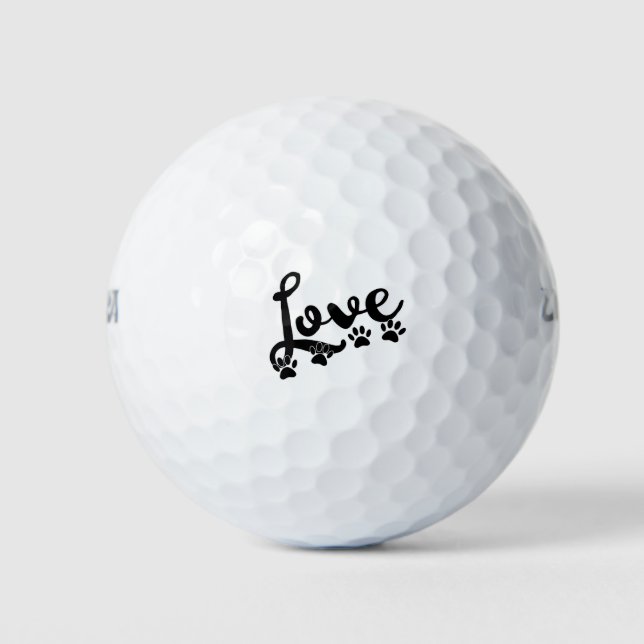 Liebe Typografie mit Hundekuppeldrucken Golfball (Vorderseite)