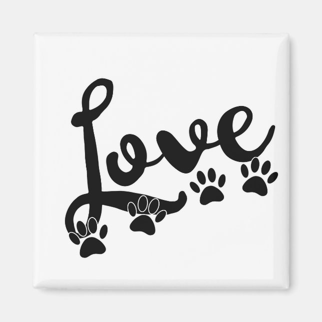 Liebe Typografie mit Hundekuppeldrucken Magnet (Vorne)