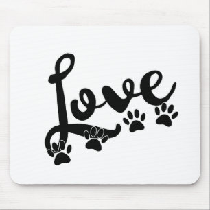 Liebe Typografie mit Hundekuppeldrucken Mousepad