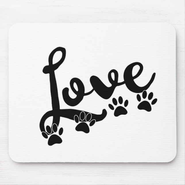 Liebe Typografie mit Hundekuppeldrucken Mousepad (Vorne)