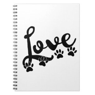 Liebe Typografie mit Hundekuppeldrucken Notizblock