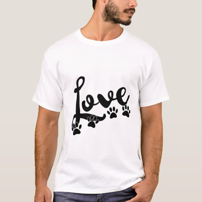 Liebe Typografie mit Hundekuppeldrucken T-Shirt (Vorderseite)