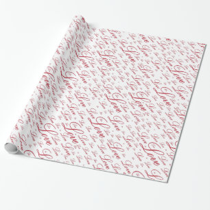 "Liebe-" Typografie-Muster des Valentines Tages Geschenkpapier