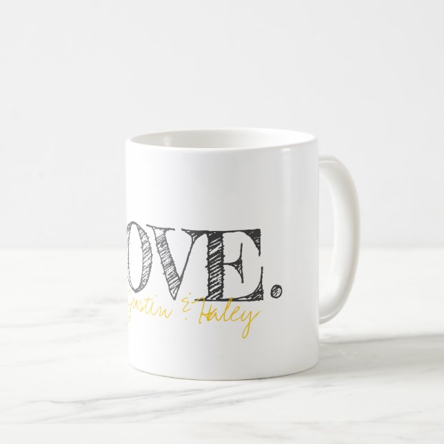 LIEBE. Typografie-Namen Moderne Kindermädchen Kaffeetasse (VorderseiteRechts)