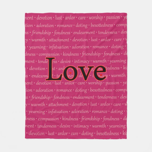 Liebe Typografie Pink Fleece Blanket (Vorderseite)