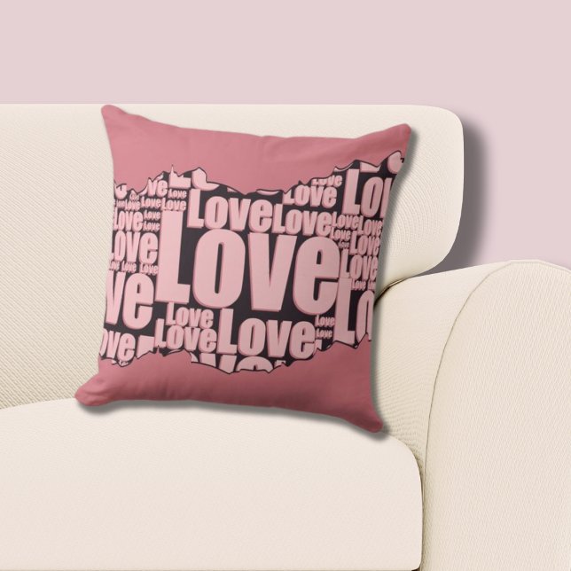 Liebe Typografie Pink Töne Muster Kissen (Pink Pillow Love Typography)