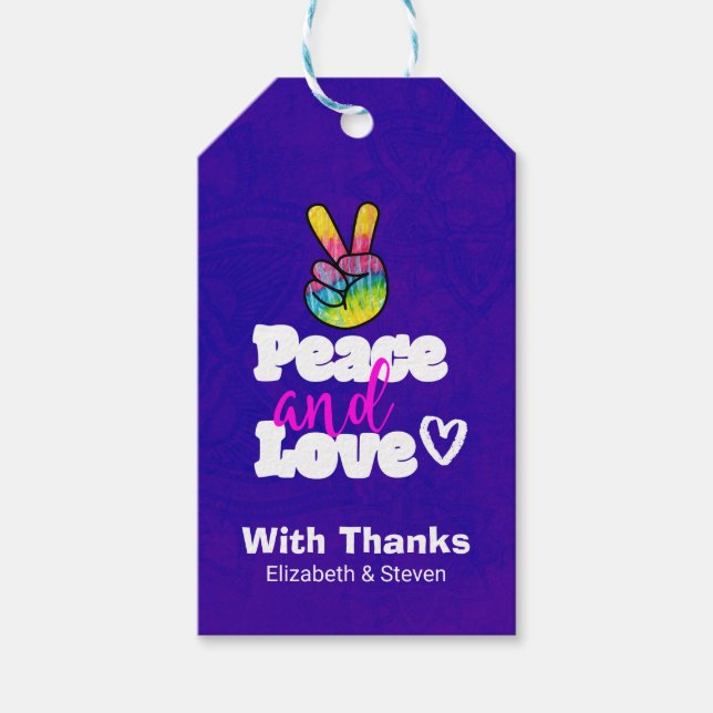 Liebe Typografie Rainbow Hand Peace Sign Geschenkanhänger (Vorderseite)