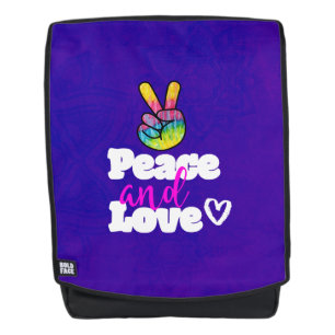 Liebe Typografie Rainbow Hand Peace Sign Rucksack