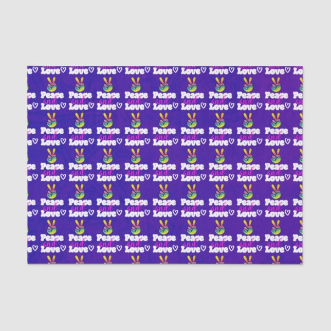 Liebe Typografie Rainbow Hand Peace Sign Seidenpapier (Vorderseite)