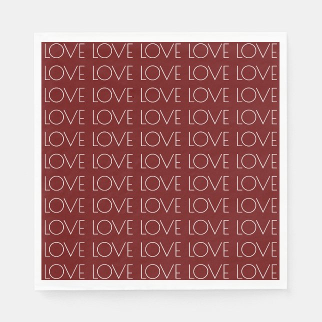 Liebe Typografie Red Valentine's Paper Serviette (Vorderseite)