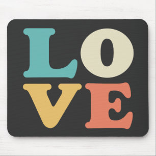 Liebe Typografie Retro Color Square Mousepad
