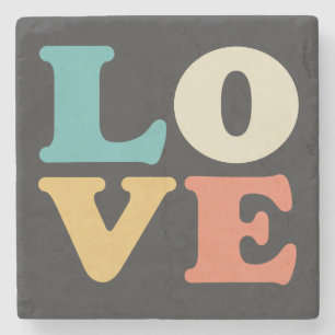 Liebe Typografie Retro Color Square Steinuntersetzer