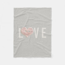 LIEBE Typografie und rosa Herz | Fleece Blanket
