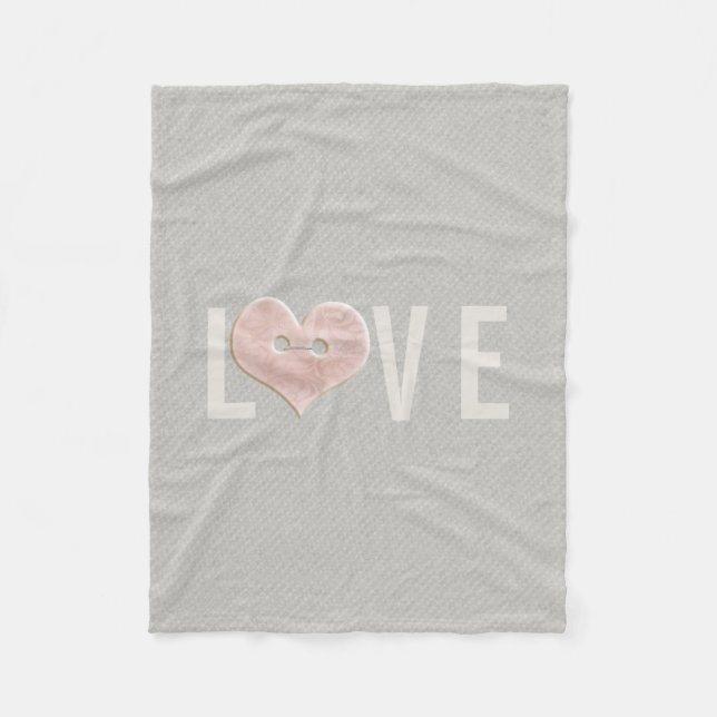 LIEBE Typografie und rosa Herz | Fleece Blanket (Vorderseite)
