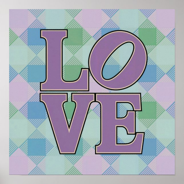 LIEBE Typografy Square Kariert Poster (Vorne)