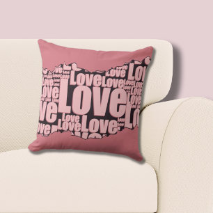 Liebe Typography Rosa Farbtöne Muster  Kissen