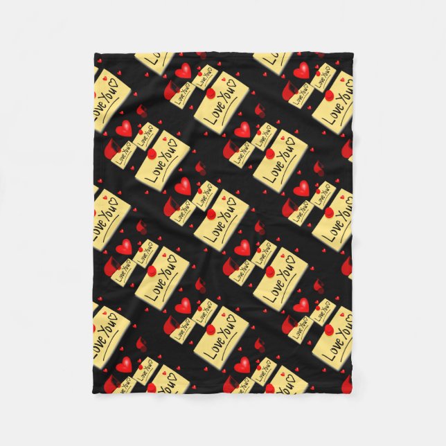 Liebe u Black Zazzle neu Fleecedecke (Vorderseite)