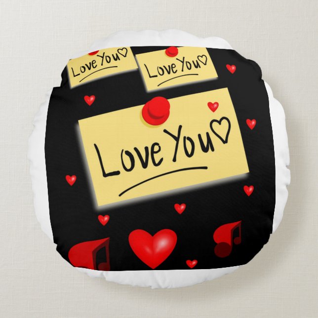 Liebe u Black Zazzle neu Rundes Kissen (Vorderseite)