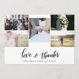 Liebe-u. des Dank-Skript-fünf Paar-Foto-Hochzeit Dankeskarte