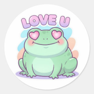 Liebe U Frosch Aufkleber Süßer Frosch Mit Herz-Aug