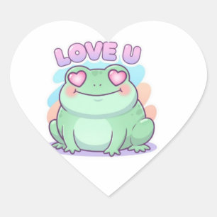 Liebe U Frosch Aufkleber Süßer Herz-Augen-Frosch R