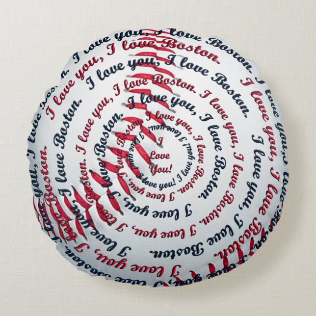Liebe u Liebe Boston 02-Round Baseball Pillow Rundes Kissen (Vorderseite)