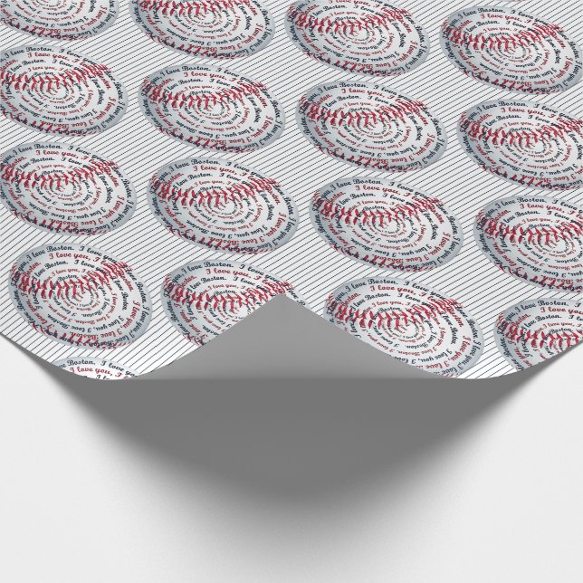 Liebe U Liebe Boston-Baseball Geschenk Wrap 02-Blu Geschenkpapier (Ecke)