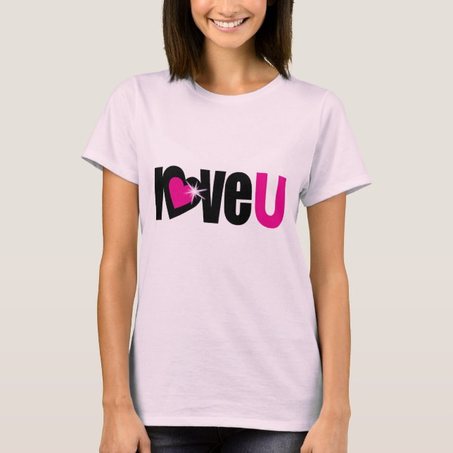 "Liebe U" strahlend weißes Herz, schwarz und heiß  T-Shirt (Vorderseite)