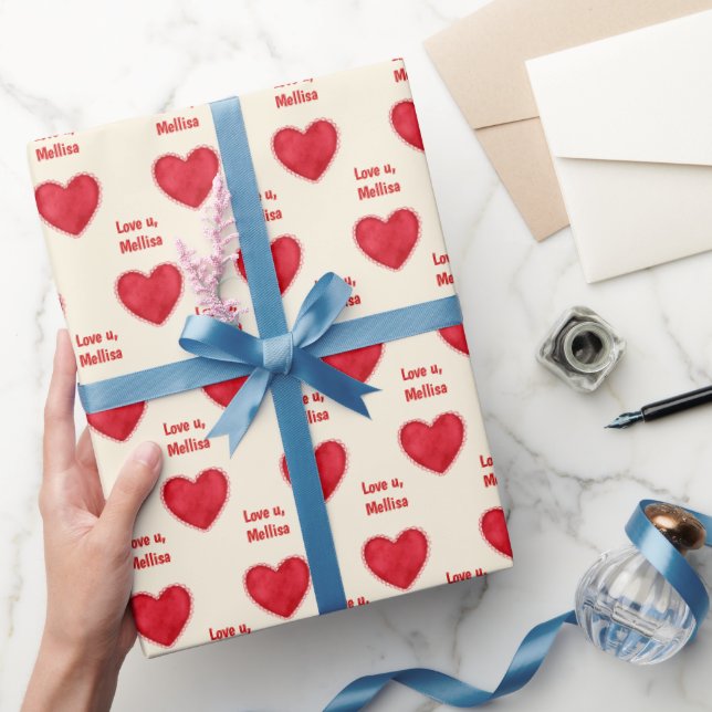 Liebe U, Valentinstag Individuelle Name Geschenkpapier (Schenken)