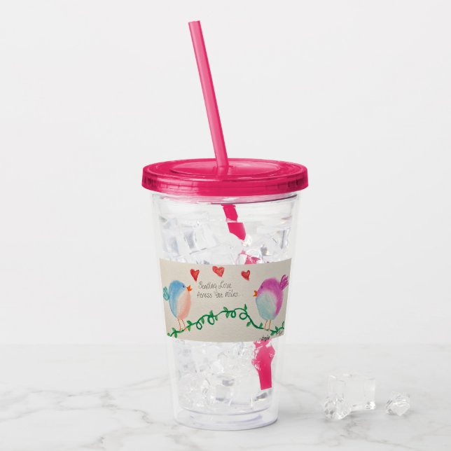 Liebe über die Meilen senden Acryltrinkbecher (Vorderseite Ice)