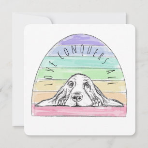 Liebe überwindet alles Hund Regenbogen Basset Houn Dankeskarte