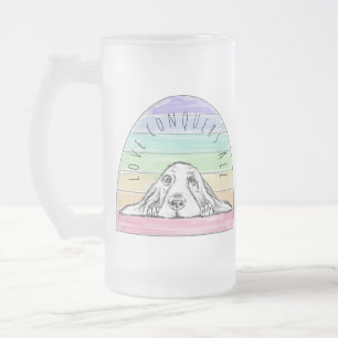 Liebe überwindet alles Hund Regenbogen Basset Houn Mattglas Bierglas