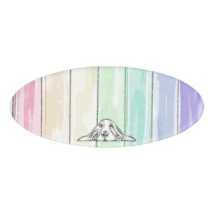 Liebe überwindet alles Hund Regenbogen Basset Houn Namenschild
