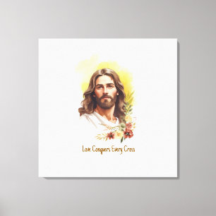 Liebe überwindet jedes Kreuz - Jesus Leinwanddruck