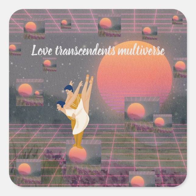 Liebe überwindet Multiverse Quadratischer Aufkleber (Vorderseite)