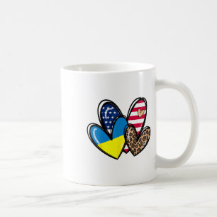 Liebe Ukraine USA Amerikanische Flagge Herz Leopar Kaffeetasse