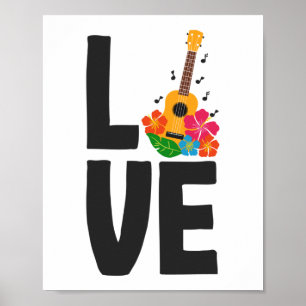 Liebe Ukulele Player Hawaiian Musician Poster