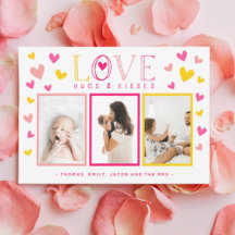 Liebe Umarme Küsse Familie 3 Foto Collage Valentin