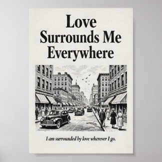 Liebe umgibt mich überall Vintage-Affirmation Poster