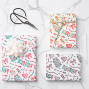 Liebe-Umschlagpapier 3 Blätter