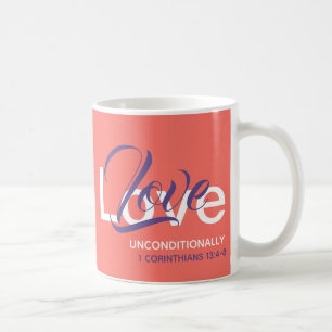LIEBE UNBEDINGT Christliche Koralle Monogramm Kaffeetasse